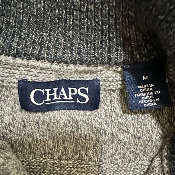 Chaps Gray Button Up Sweater with Ribbed Cuffs - Picture 10 of 13